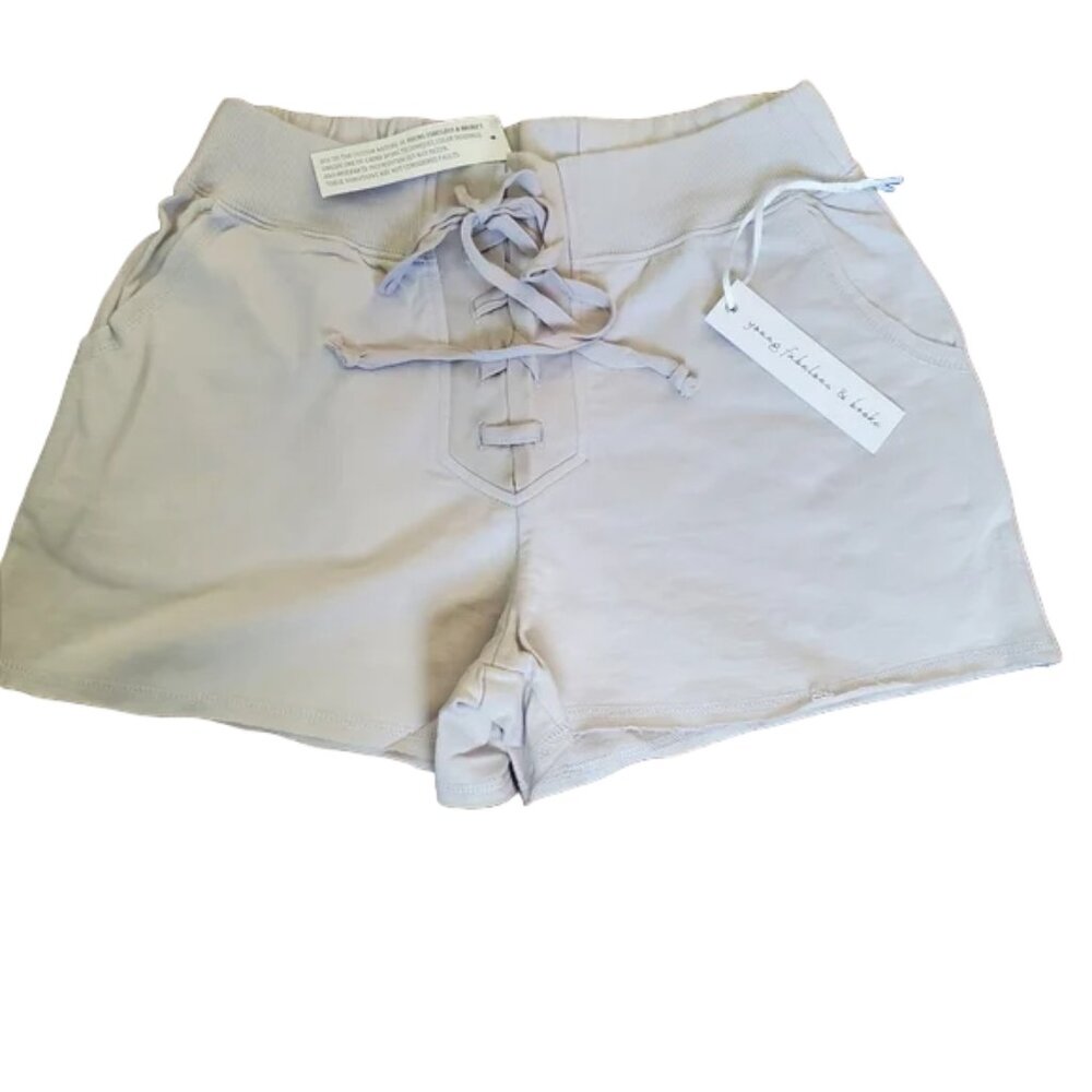 Women's Young fabulous And Broke Lace Up Payton Shorts Medium Iris Grey NWT